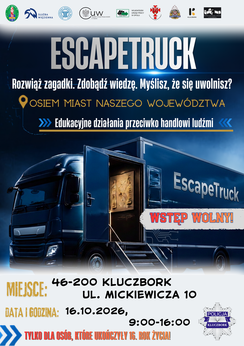 Escape Truck w Kluczborku - mobilny pokój zagadek o handlu ludźmi