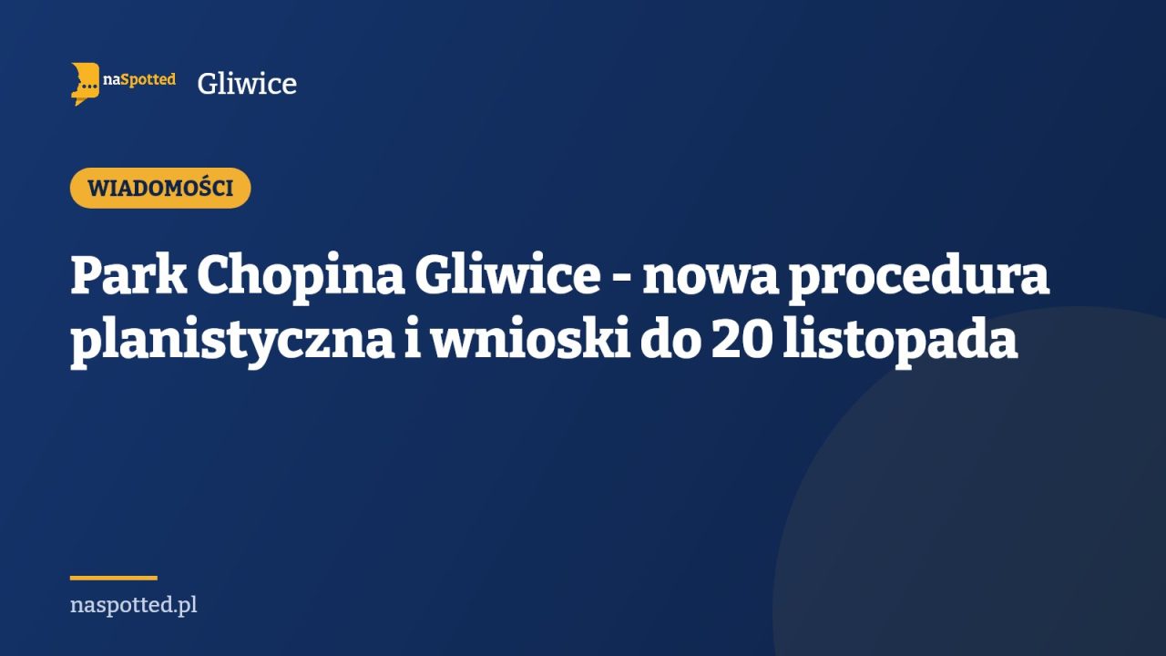 Park Chopina Gliwice - nowa procedura planistyczna i wnioski do 20 listopada