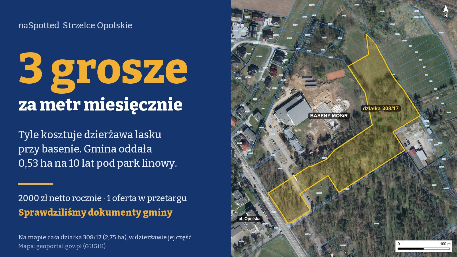 3 grosze za metr miesięcznie. Tyle kosztuje dzierżawa lasku przy basenie w Strzelcach
