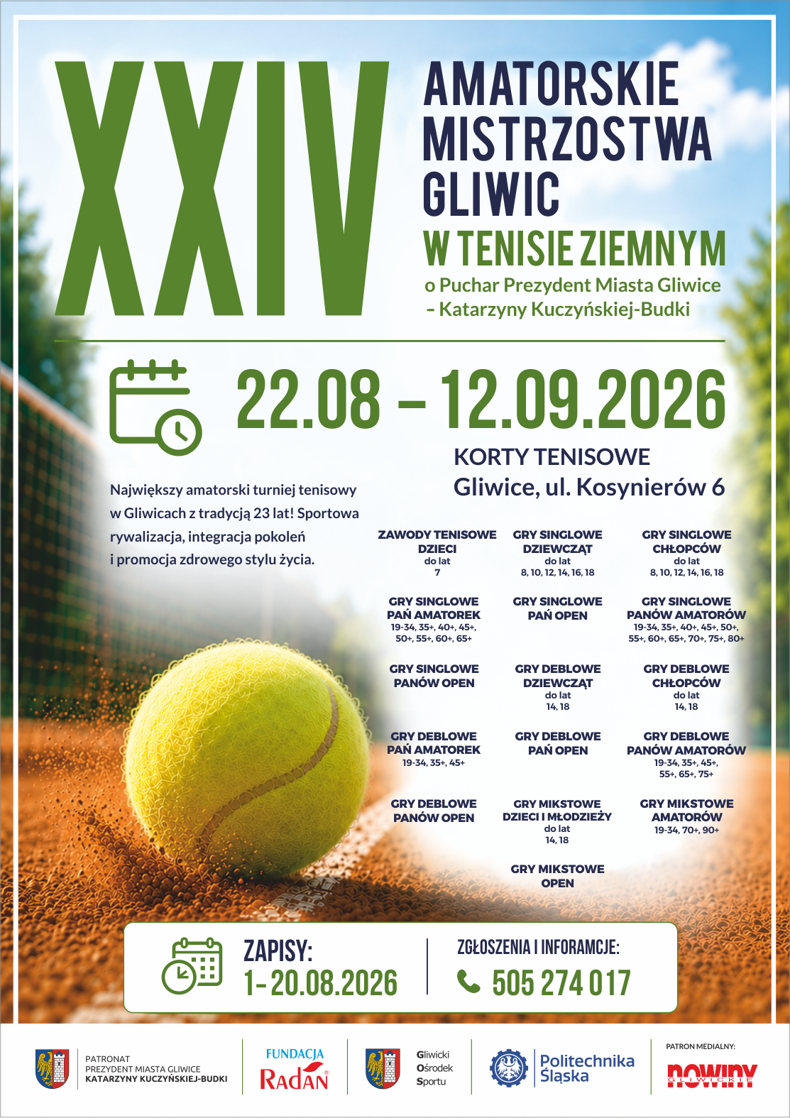 XXIV Amatorskie Mistrzostwa Gliwic w Tenisie Ziemnym: Sportowe emocje na kortach