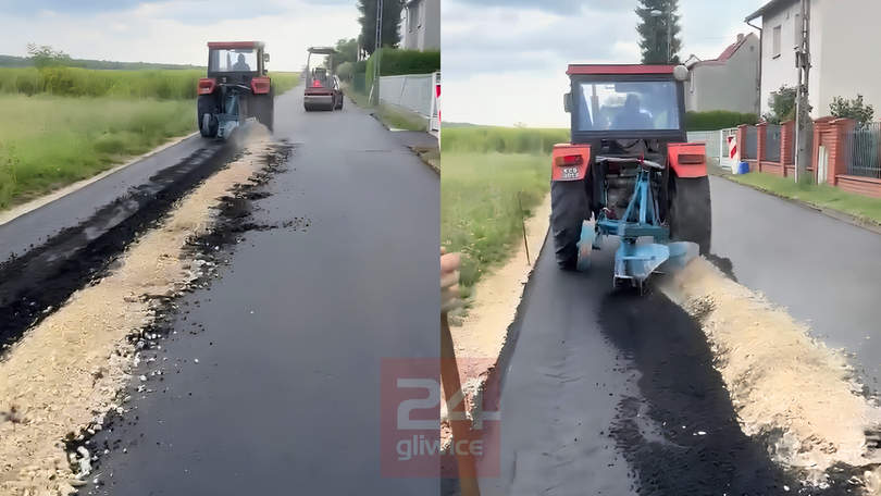 Gliwice: Rolnik zaorał świeżo położony asfalt na ulicy Rybackiej